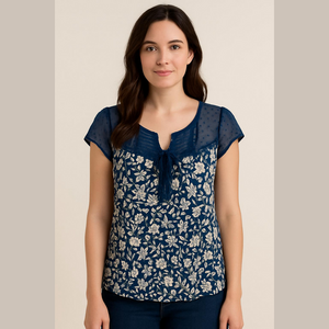 Daniel Rainn Blue White Smock Top PXS NWT